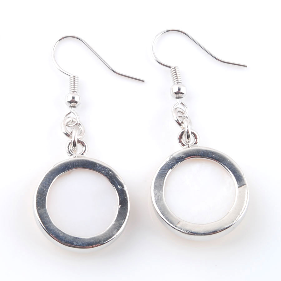 WOJIAER Natural Dangle Earrings Abalone Shell Round Shaped Beads Hook Pendants Earring Women Fashion Jewelry BR329