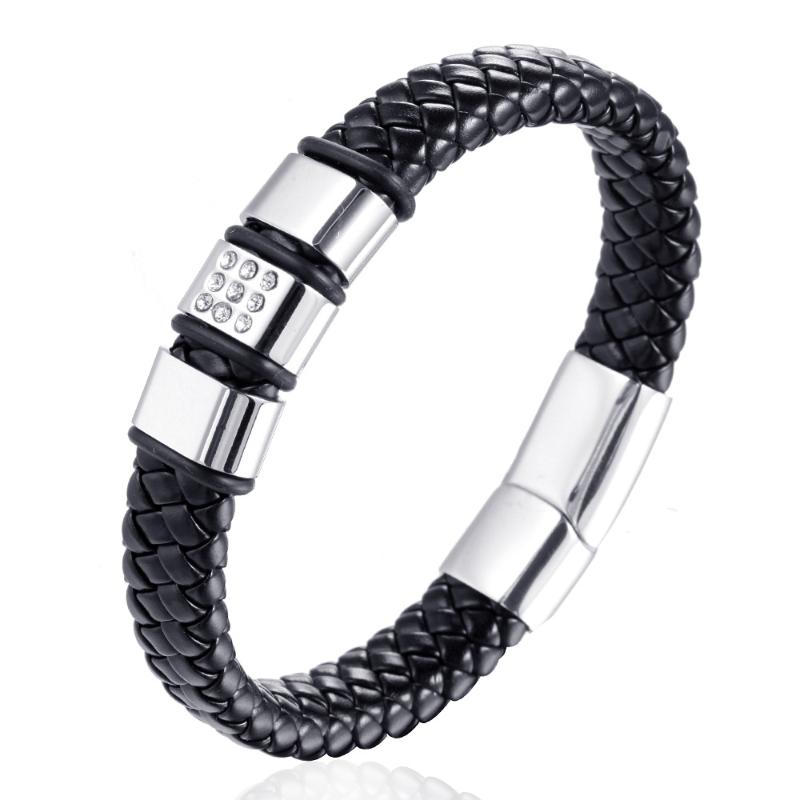 New Stainless Steel Leather Bracelet Simple Magnet Buckle Braided Rope Bracelets Fashion Men's Accessories
New Stainless Steel Leather Bracelet Simple Magnet Buckle Braided Rope Bracelets Fashion Men's Accessories