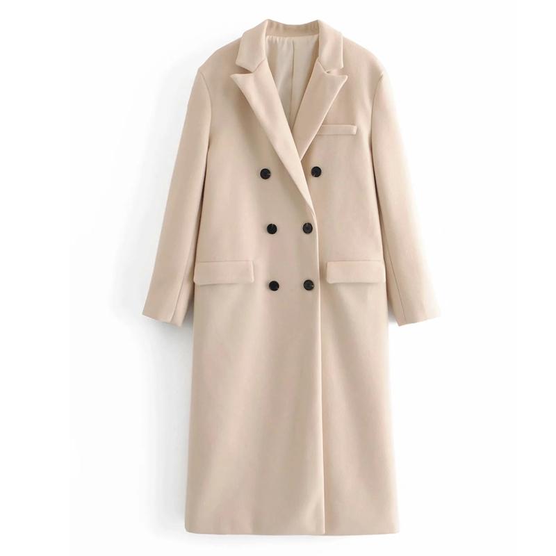 Winter Women New Elegant Simple Solid Color Long Overcoat Female British Style Double Breasted Pocket Decoration Long Coat, As picture 
Winter Women New Elegant Simple Solid Color Long Overcoat Female British Style Double Breasted Pocket Decoration Long Coat, As picture