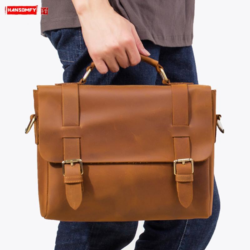 Men's Briefcase Laptop Bag Men Handbag Simple Shoulder Messenger Bags Retro Leatehr Business Casual Handmade Crazy Horse Leather
Men's Briefcase Laptop Bag Men Handbag Simple Shoulder Messenger Bags Retro Leatehr Business Casual Handmade Crazy Horse Leather