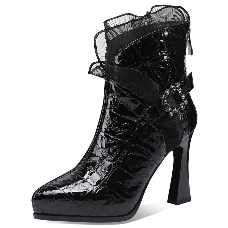 BONJOMARISA Genuine Leather Ladies Poninted Toe Ankle Boots Top Quality Buckle Lace High Heels Boots Women Fashion Shoes Woman, Black
BONJOMARISA Genuine Leather Ladies Poninted Toe Ankle Boots Top Quality Buckle Lace High Heels Boots Women Fashion Shoes Woman, Black