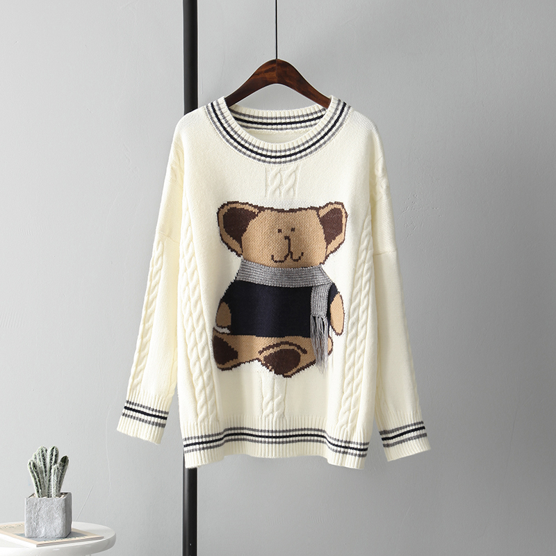 Mozuleva 2020 New winter lazy Japanese autumn printed cartoon bear style sweatshirt girls knit women's coat, White
Mozuleva 2020 New winter lazy Japanese autumn printed cartoon bear style sweatshirt girls knit women's coat, White