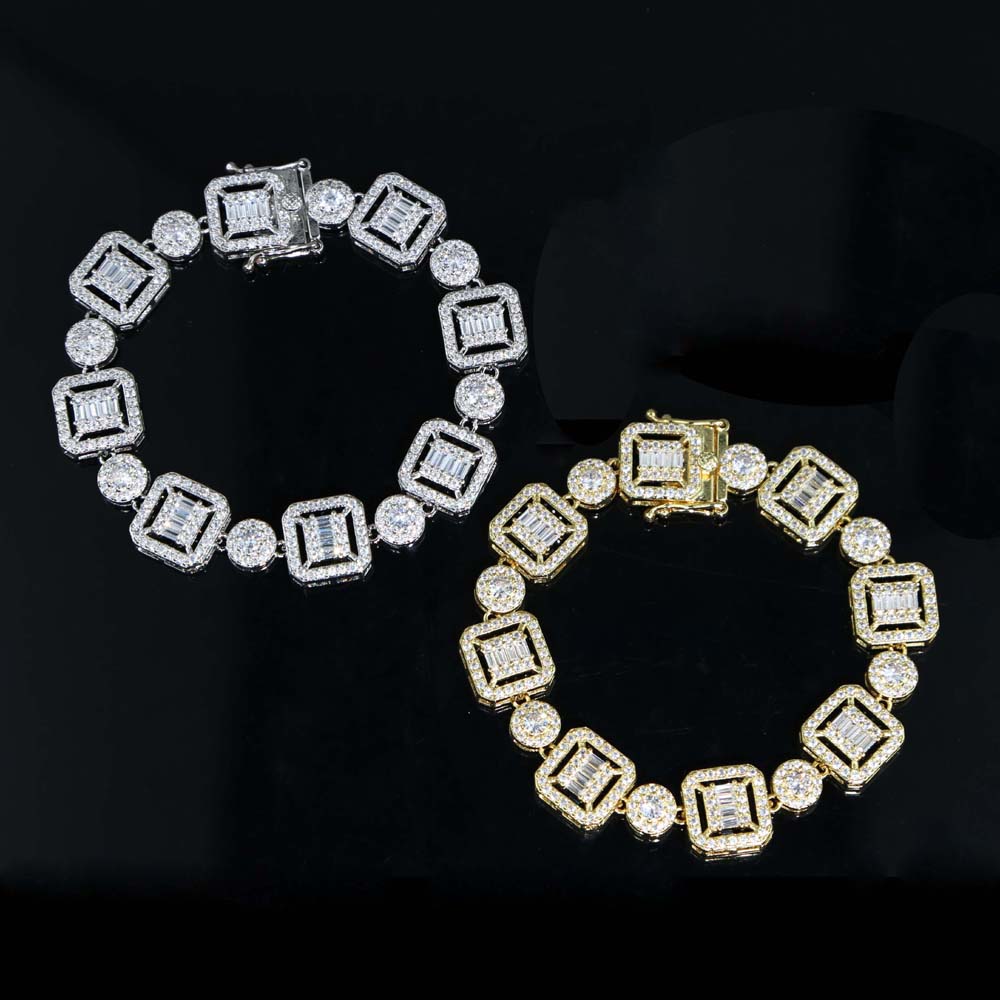 Iced Out Bling CZ Cluster Tennis Chain Bracelet For Women Men Boy Fashion Sparking 5A Cubic Zirconia Wedding Party Gift Jewelry