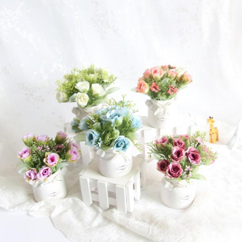 1 Pc Artificial Flower Real Touch Ceramic Pot Fake Rose Flowers Bonsai Stage Garden Wedding Home Party Decoration Indoor Decor1, Green
1 Pc Artificial Flower Real Touch Ceramic Pot Fake Rose Flowers Bonsai Stage Garden Wedding Home Party Decoration Indoor Decor1, Green