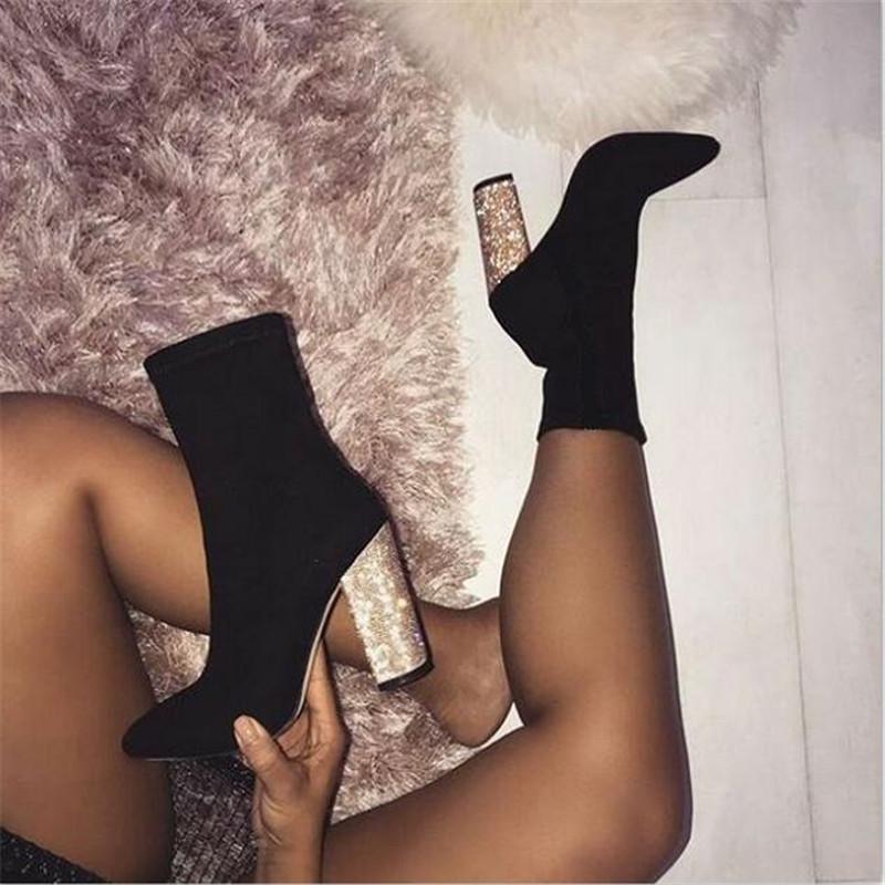 2020 New Autumn Winter Stretch Fabric Women Boots Fashion Round Toe Ankle Boots Bling High Heels Woman Socks, Black
2020 New Autumn Winter Stretch Fabric Women Boots Fashion Round Toe Ankle Boots Bling High Heels Woman Socks, Black