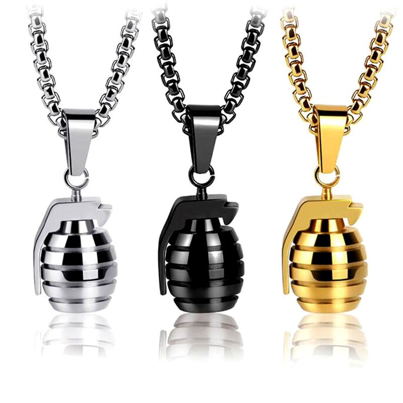 Stainless Steel Chain Hiphop Hand Grenades Pendant Necklace Charms Men Fashion Jewelry Bombs Trendy Party
Stainless Steel Chain Hiphop Hand Grenades Pendant Necklace Charms Men Fashion Jewelry Bombs Trendy Party