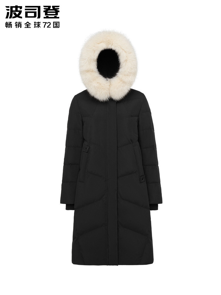 BOSIDENG women's down jacket fox fur collar mid-length temperament new hooded winter thick coat 201019