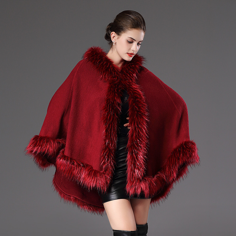 SWONCO ponchos and capes faux fur coat cape women winter cloak for women poncho jacket cape with hooded fur cape poncho 201214