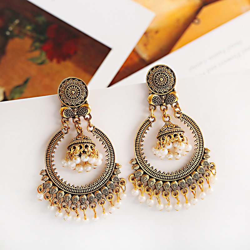 Fashion Indian Jhumka White Bells Tassel Earrings For Women Boho Ethnic Gold Sliver Round Metal Dangle Earrings Brincos, Silver
Fashion Indian Jhumka White Bells Tassel Earrings For Women Boho Ethnic Gold Sliver Round Metal Dangle Earrings Brincos, Silver