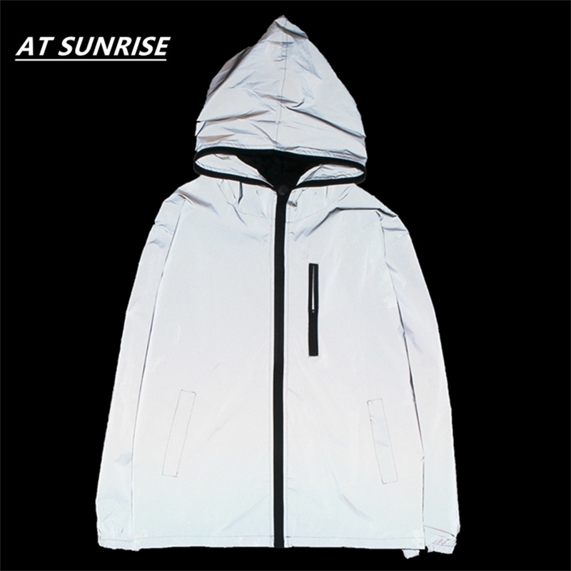 Men's 3M Full Reflective Jacket Light Hoodies Women Jackets Hip Hop Waterproof Windbreaker Hooded Streetwear Coats Man tops 201218