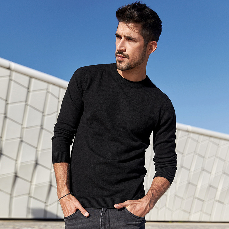 KUEGOU Autumn Winter Man Sweater Pure color Pullovers Men Cothing Fashion Warm Sweaters Slim Men's Top plus size XZ-8922 201022