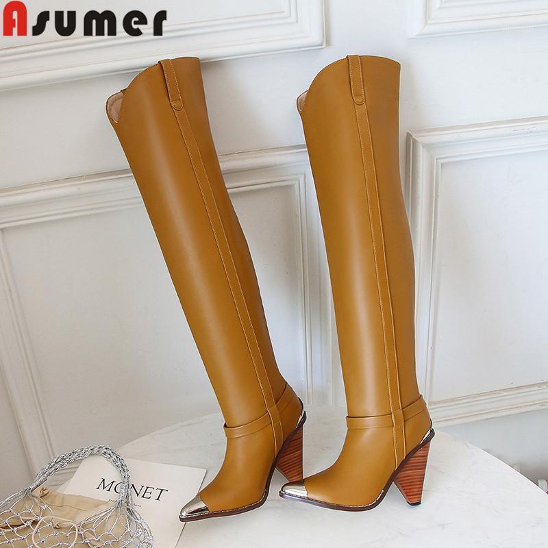 ASUMER 2020 new over the knee boots women pointed toe genuine leather boots elegant ladies prom autumn winter high heels1, Black
ASUMER 2020 new over the knee boots women pointed toe genuine leather boots elegant ladies prom autumn winter high heels1, Black