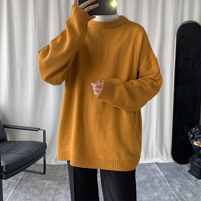 Cashmere Sweater Men Pullovers Oversize Solid Color Korean Fashion Casual High Quality Loose Warm ONeck Knitted Men Sweater XXL 201118