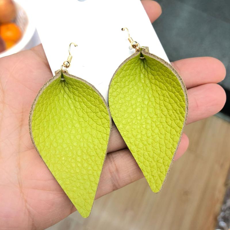 Stud Solid Color Leather Leaf Earrings Multi Wholesale