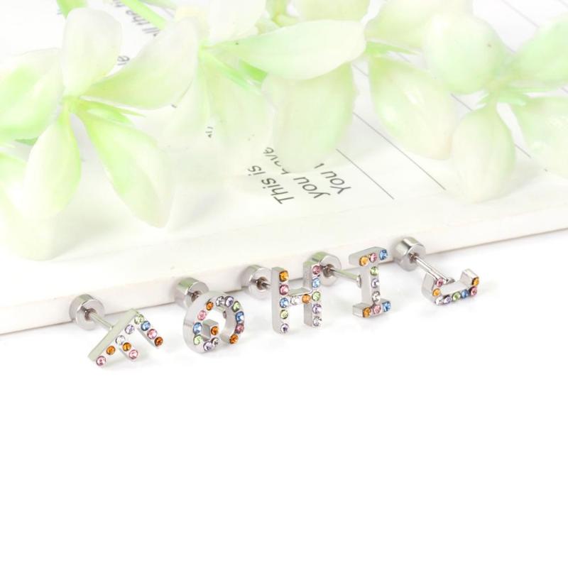 Stud LUXUSTEEL Stainless Steel Earrings For Girl Colorful Cubic Zirconia Letter Screw Back Earring Fashion Pendientes 2021
Stud LUXUSTEEL Stainless Steel Earrings For Girl Colorful Cubic Zirconia Letter Screw Back Earring Fashion Pendientes 2021