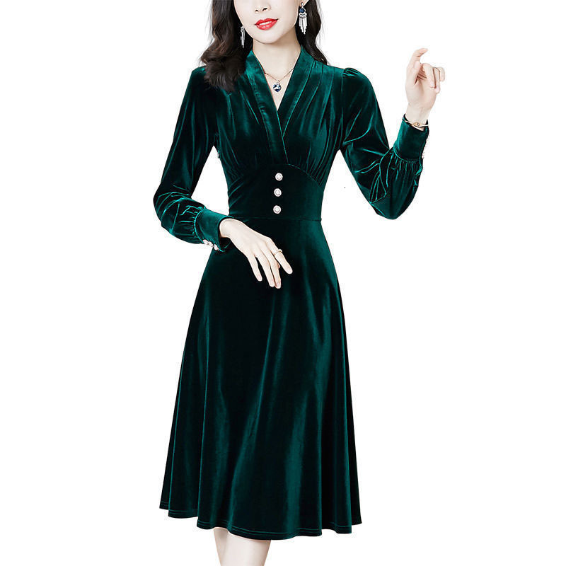 Spring Dressed As Woman a V-cut of Gold Velvet Long, Elegant Feminine Dress with Low-cut Cut Skirt Plus Size R870 H55z, Dark green.
Spring Dressed As Woman a V-cut of Gold Velvet Long, Elegant Feminine Dress with Low-cut Cut Skirt Plus Size R870 H55z, Dark green.