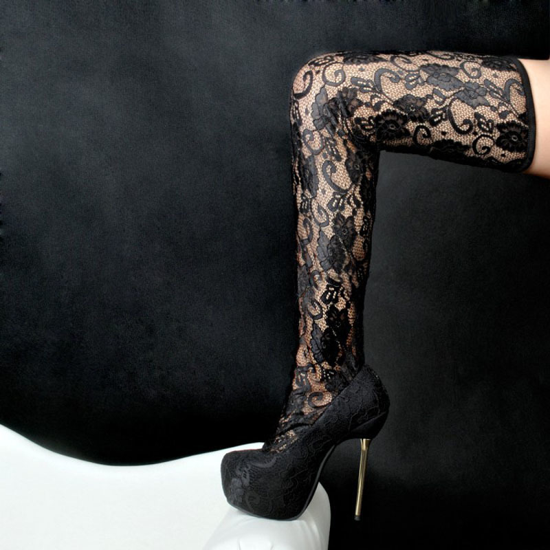Ladies Black Sexy Lace Floral Metal Platform Leaping High Style Women's Eyewitnesses on of the Knee Stage Boots Y9cy
Ladies Black Sexy Lace Floral Metal Platform Leaping High Style Women's Eyewitnesses on of the Knee Stage Boots Y9cy