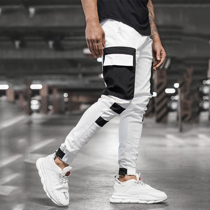 CHRLEISURE Men's Cargo Pants Casual Patchwork Joggers Trousers For Men Korean Fashion Hip Hop Punk Loose Pants Streetwear 201027