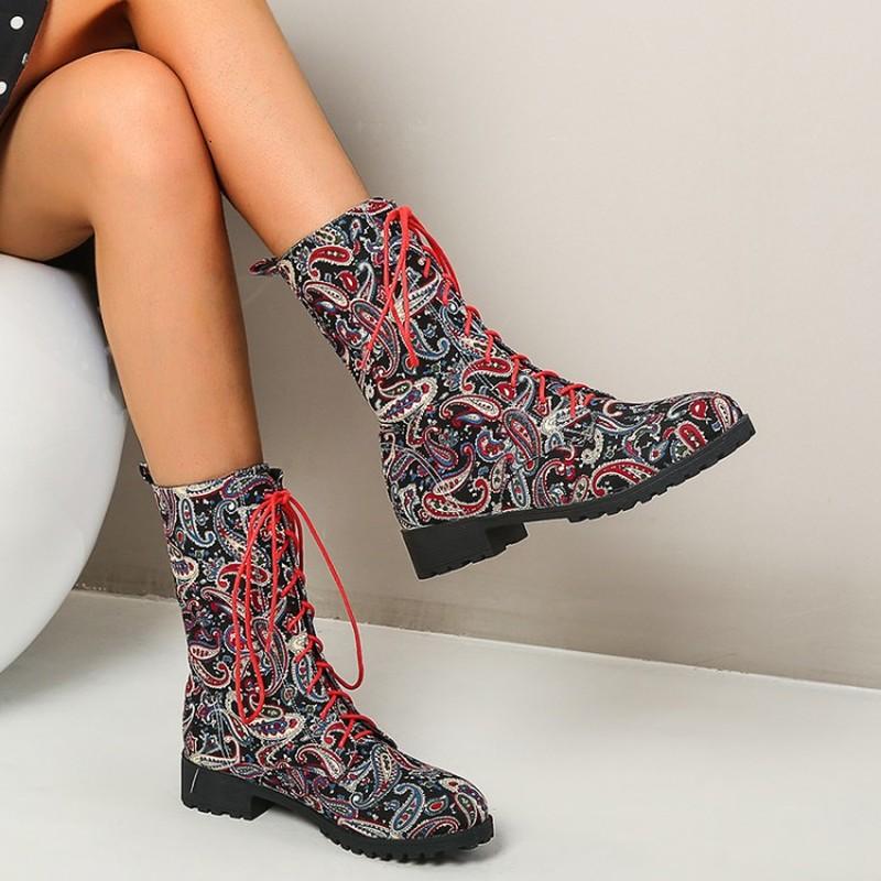 2020 Flower Print Women Lace Up Boots Ankle Fashion Round Toe Ladies Sexy Boots Socofy Designer Med Heel Shoes Woman Black
2020 Flower Print Women Lace Up Boots Ankle Fashion Round Toe Ladies Sexy Boots Socofy Designer Med Heel Shoes Woman Black