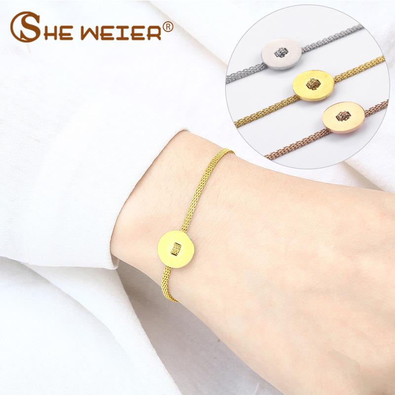 SHE WEIER bracelet hand chain link charm round bracelet femme braslet stainless steel bracelets bracelets for girls gold
SHE WEIER bracelet hand chain link charm round bracelet femme braslet stainless steel bracelets bracelets for girls gold