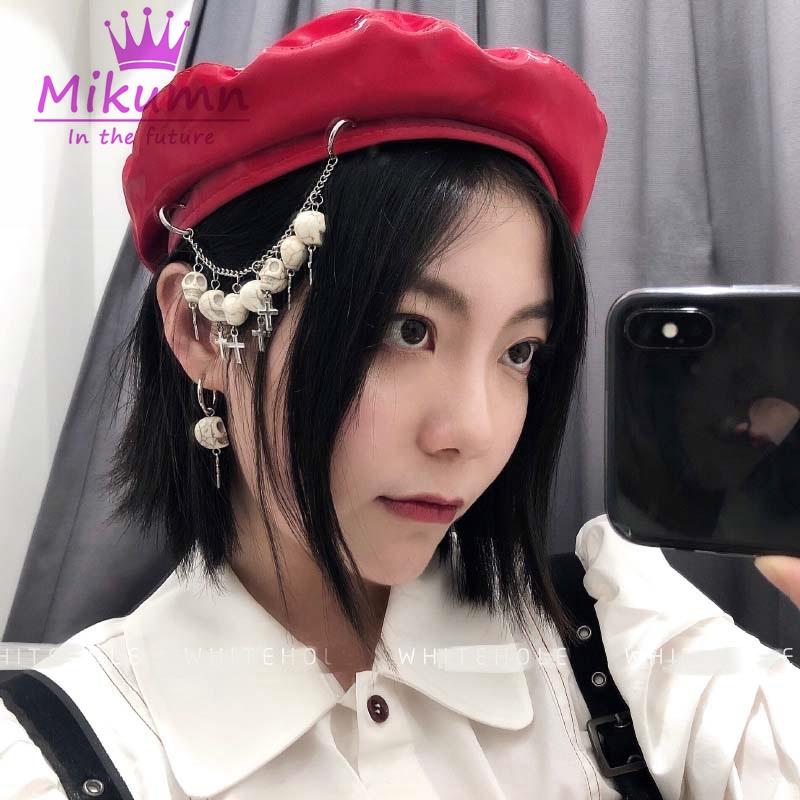 Harajuku Punk Vintage Skull Cross Chain PU Leather Beret Hats For Women Girl's Gothic Chic Streetwear, Black
Harajuku Punk Vintage Skull Cross Chain PU Leather Beret Hats For Women Girl's Gothic Chic Streetwear, Black