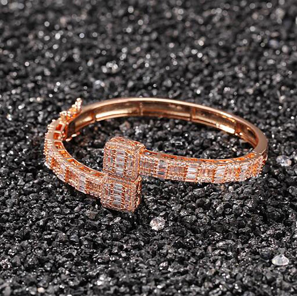 Hip Hop Wedding Bangle: Gold Filled Princess Cut Topaz Bracelet