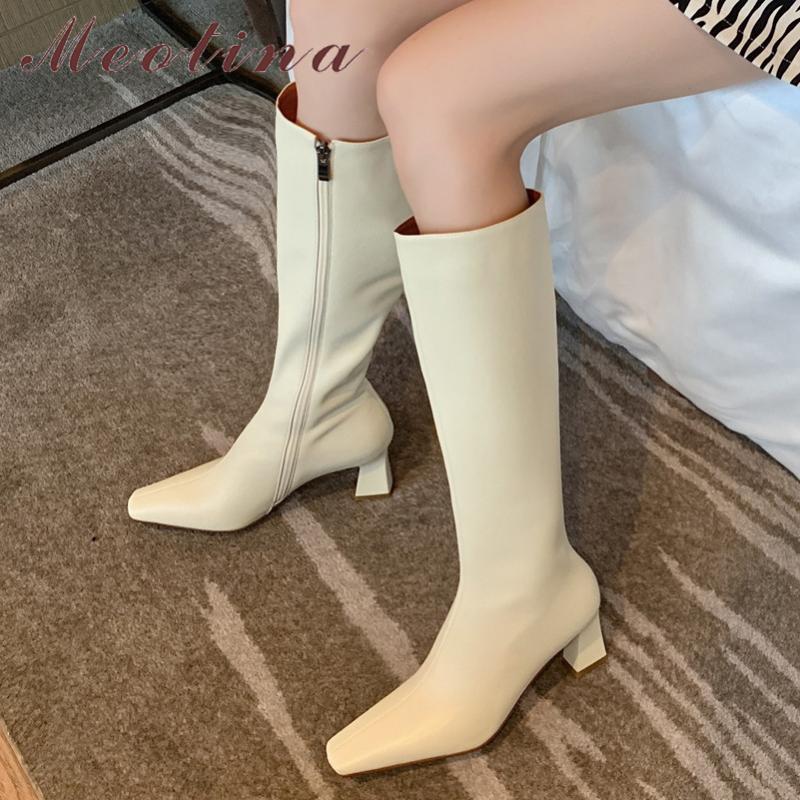 Meotina Women Long Boots Real Leather High Heel Knee High Boots Shoes Square Toe Chunky Heels Zipper Ladies Beige Winter, Black synthetic lin
Meotina Women Long Boots Real Leather High Heel Knee High Boots Shoes Square Toe Chunky Heels Zipper Ladies Beige Winter, Black synthetic lin