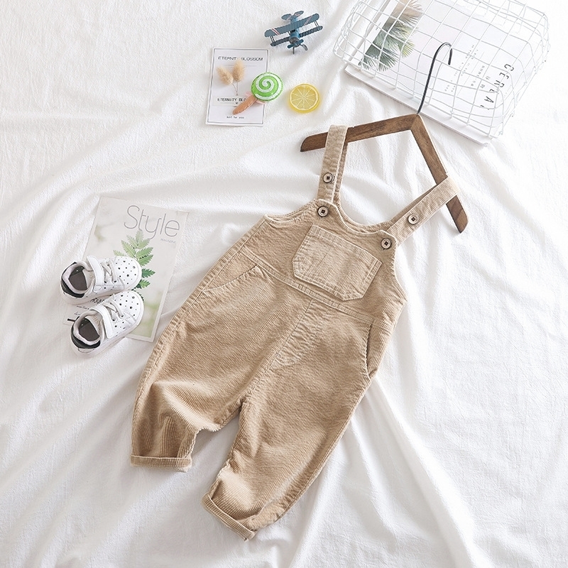 Spring Kids Overalls Children Corduroy Jumpsuit for Boys Girls Pure Cotton 1 2 3 4 5 Years Old Baby Pants Baby Boy Clothes 201128