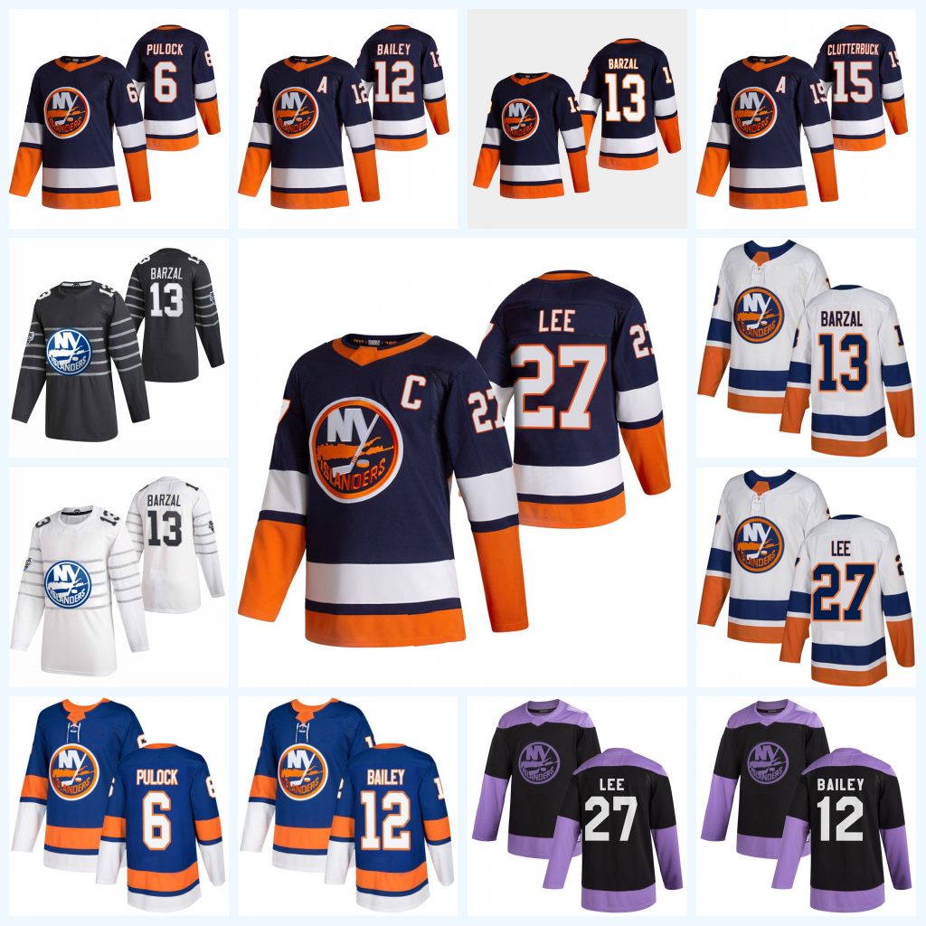 

New York Islanders 2021 Reverse Retro Jersey Anders Lee Josh Bailey Mathew Barzal Devon Toews Thomas Greiss Brock Nelson Beauvillier, Black;red