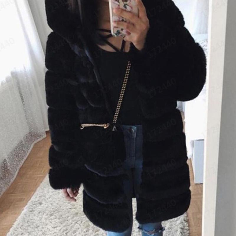 Winter 2020 Warm Thick Faux Fur Overcoat Female Mid Length Fake Fur Long Sleeve Hooded Faux Coat Women Fashion Outwears, Black
Winter 2020 Warm Thick Faux Fur Overcoat Female Mid Length Fake Fur Long Sleeve Hooded Faux Coat Women Fashion Outwears, Black