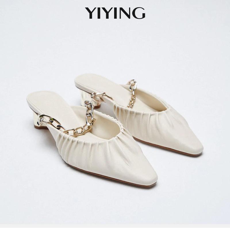 2021 Spring Women's Slippers Brand Design Metal Chain Mules New High Heel Shoes Fahion Ponited Toe Ladies Slippers1, Beige
2021 Spring Women's Slippers Brand Design Metal Chain Mules New High Heel Shoes Fahion Ponited Toe Ladies Slippers1, Beige