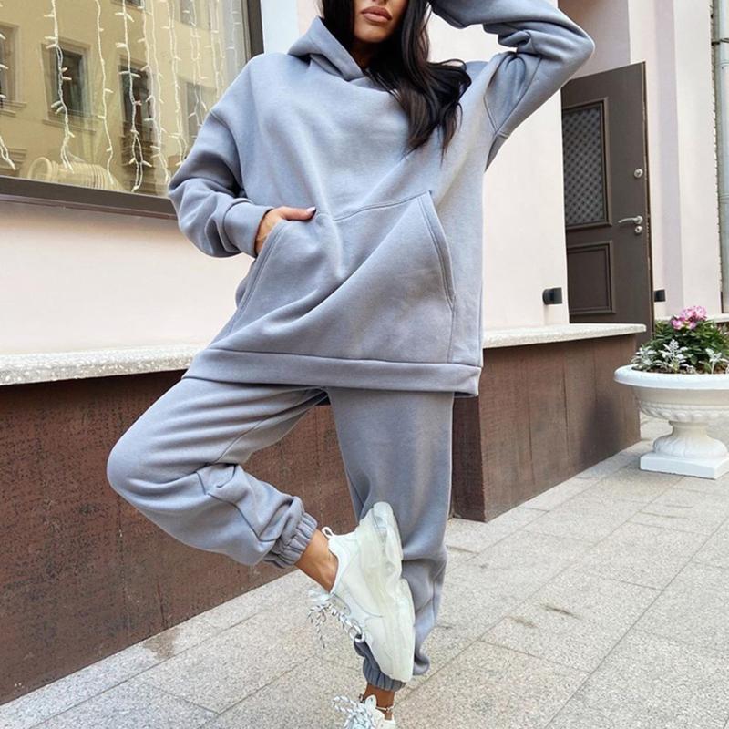 Fleece Hoodies Two Piece Set 2020 Autumn Winter Ladies Casual Sports Suit Hooded Pullover Solid Color Tracksuits Gym Clothing #3, Brown
Fleece Hoodies Two Piece Set 2020 Autumn Winter Ladies Casual Sports Suit Hooded Pullover Solid Color Tracksuits Gym Clothing #3, Brown