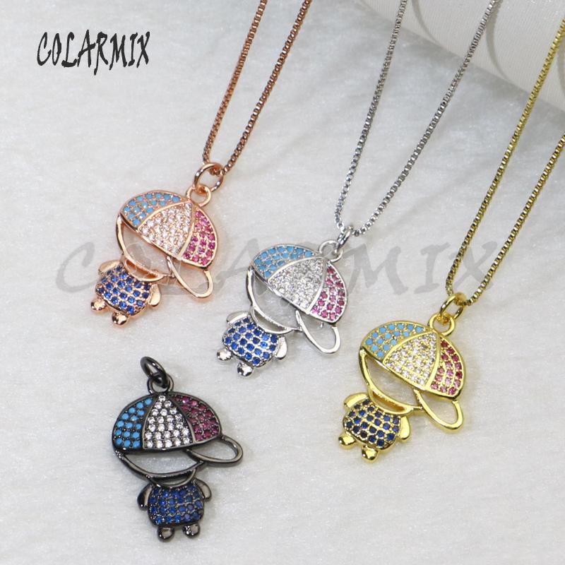 8 Pcs Boys and girls necklace zircon Mix Color jewelry pendant necklace Mix color simple style pendant 5664