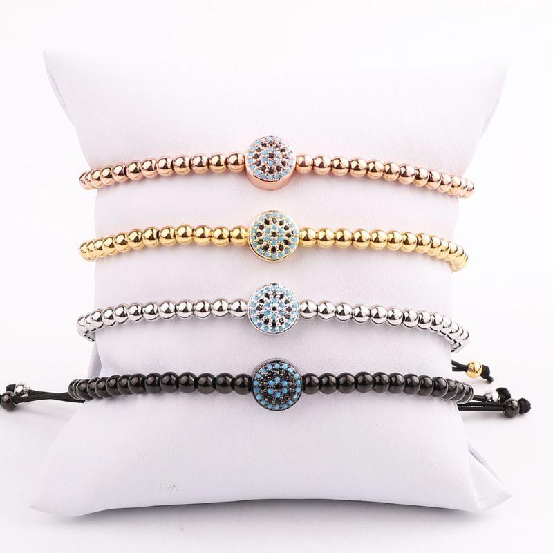 Beaded, Strands Design High Quality 4mm Stainless Steel Beads CZ Micro Pave Eye Charm Friendship Macrame Adjustable Bracelet Men Women
Beaded, Strands Design High Quality 4mm Stainless Steel Beads CZ Micro Pave Eye Charm Friendship Macrame Adjustable Bracelet Men Women