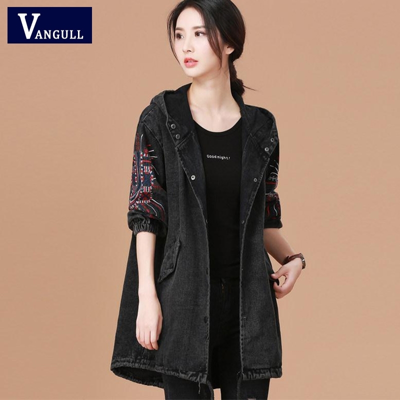 Vangull Ladies Denim Jacket With Embroidery Women Bf Style Long Sleeve Loose Streetwear Jeans Jackets hooded Coat Plus Size 201106, Black
Vangull Ladies Denim Jacket With Embroidery Women Bf Style Long Sleeve Loose Streetwear Jeans Jackets hooded Coat Plus Size 201106, Black