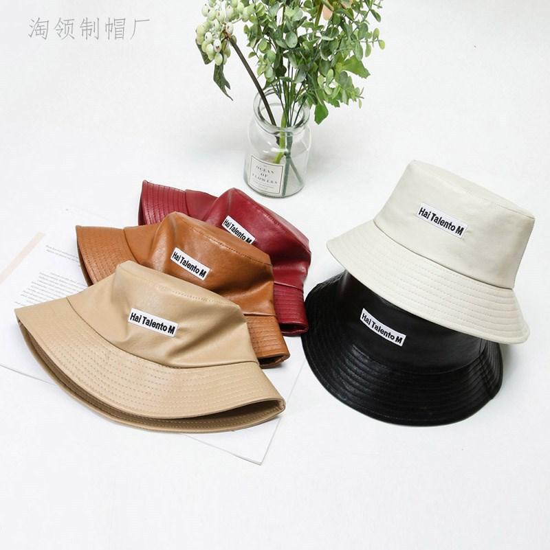 

Fisherman 220 Duo Flat Solid Bucket Hats Autumn Winter Hat Women New Man Basin Men British Casual Couple Leather Net Red Adult, Khaki