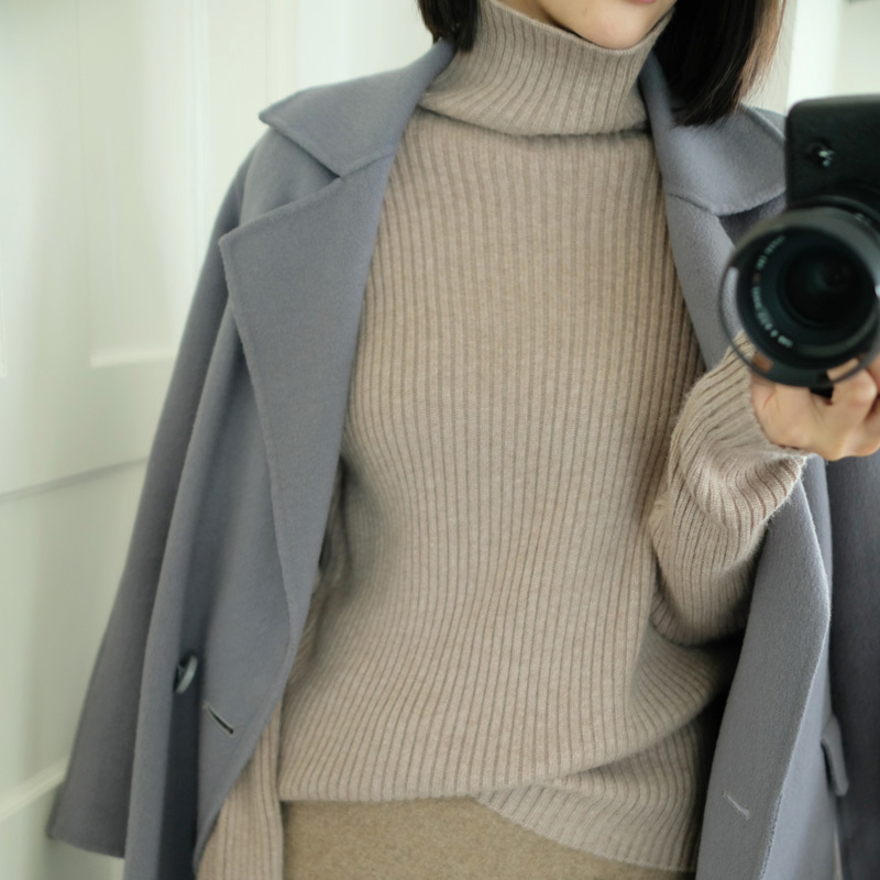 Turtleneck sweater women's base shirt autumn winter loose outer wear fashion inside pullover wool knit 201223