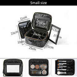 NXY cosmetic bags Small size Black Cosmetic storage bag professional portable large capacity tattoo toolbox with mirror 220118