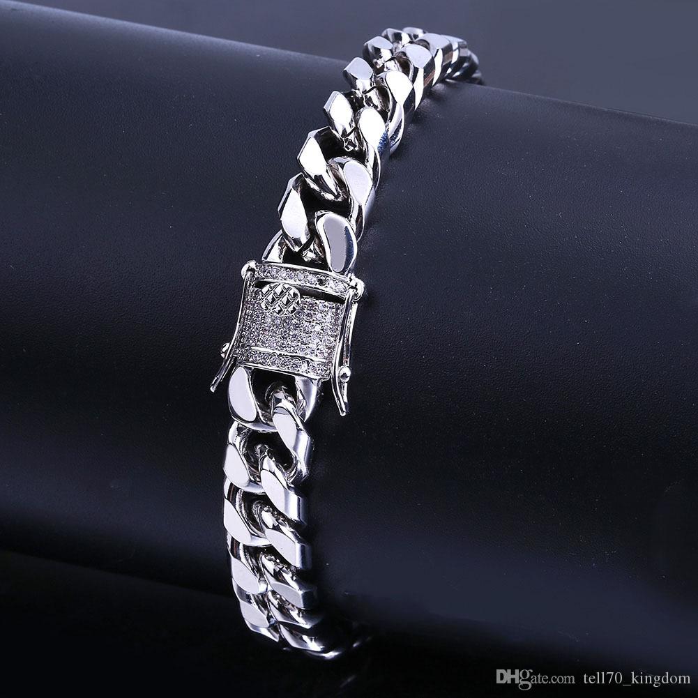 78inch 10mm Miami Cuban Link Iced Out Gold Silver Bracelets HipHop Bling Chains Jewelry Mens Bracelets Jewelry