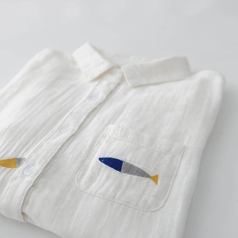 2020 Sweet cute swimming fish embroidery long sleeve cotton yarn shirt blouse JG41-1F3, White
2020 Sweet cute swimming fish embroidery long sleeve cotton yarn shirt blouse JG41-1F3, White