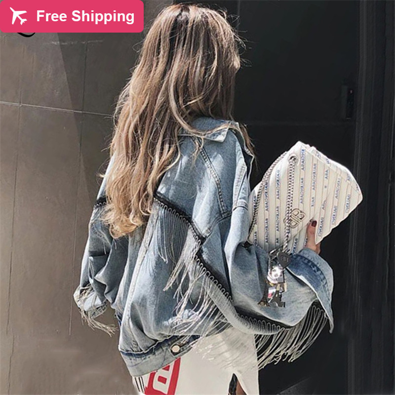 Women bat short-sleeve burr denim women' jacket new boyfrieds outwear 2020 fall streetwear jean coat, Blue 
Women bat short-sleeve burr denim women' jacket new boyfrieds outwear 2020 fall streetwear jean coat, Blue