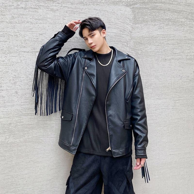 Male Vintage Coat Stage Clothing Men Winter Padded Cotton Thicken Tassel PU Leather Streetwear Hip Hop Punk Motorcycle Jacket, 3813 
Male Vintage Coat Stage Clothing Men Winter Padded Cotton Thicken Tassel PU Leather Streetwear Hip Hop Punk Motorcycle Jacket, 3813