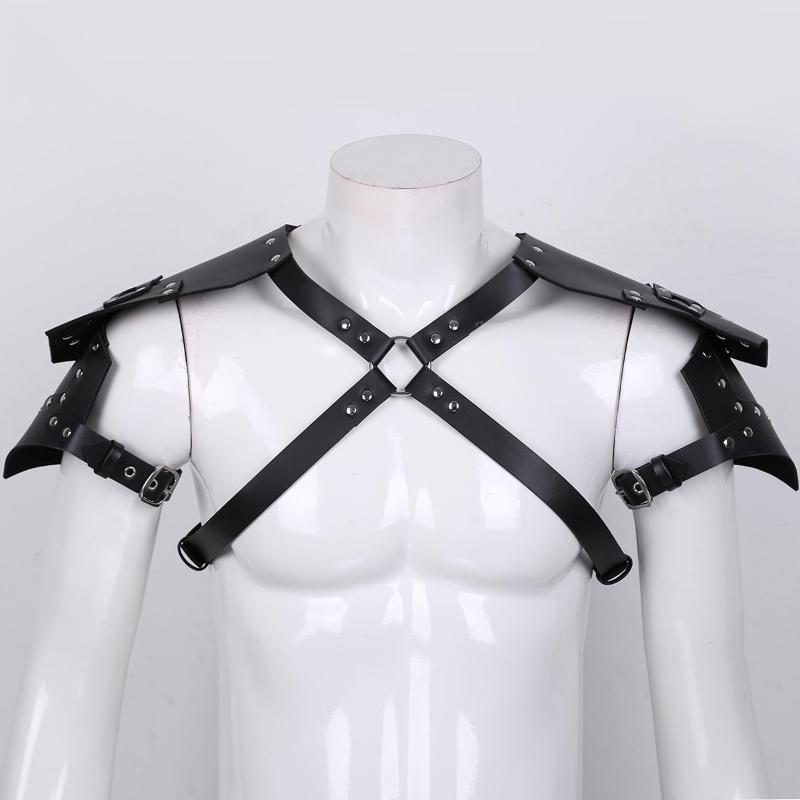 Black Mens Bondage Sexy Clubwear Steampunk Shoulder Knight Pauldrons Faux Leather O-Ring Armors Halloween Role Play Costumes
Black Mens Bondage Sexy Clubwear Steampunk Shoulder Knight Pauldrons Faux Leather O-Ring Armors Halloween Role Play Costumes