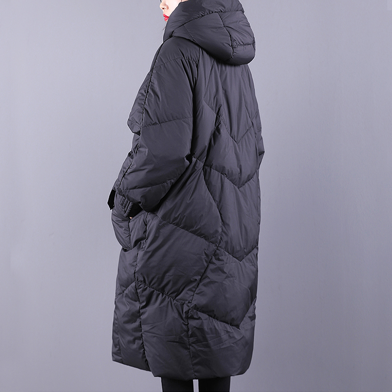 Fitaylor Winter Loose Hooded Long Jacket Women 90 White Duck Down Coat Hight Quality Bread Parka Thick Warm Splicing Outwear 201023