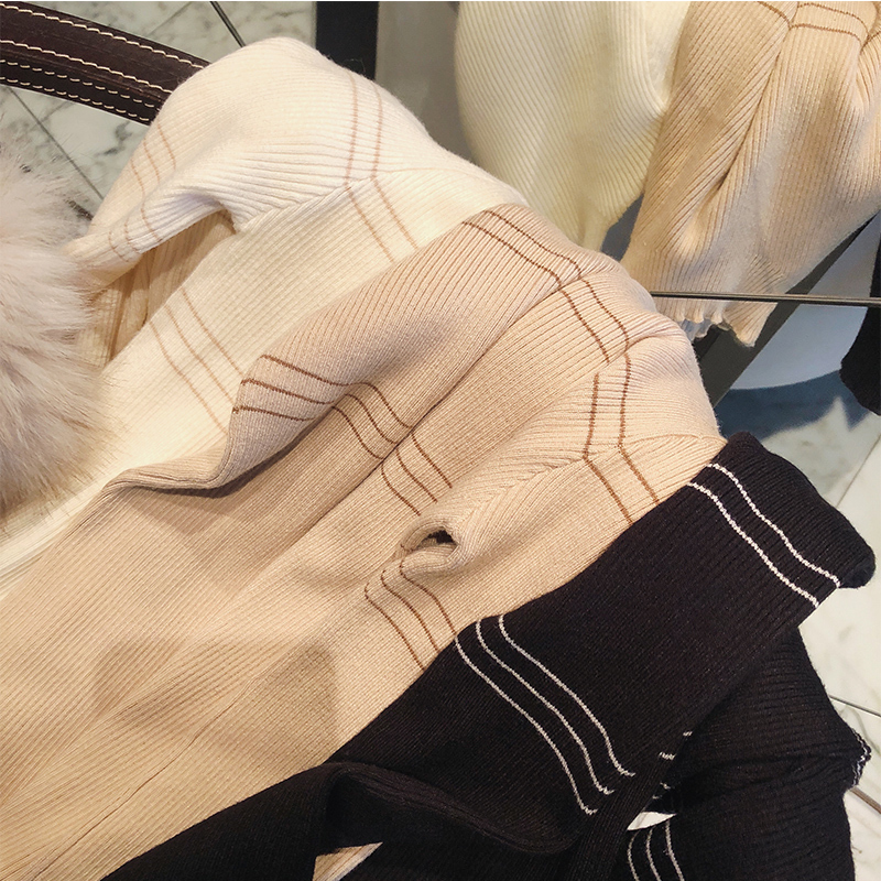 Mishow sweaters Knitted Bottoming long sleeve solid pullovers Women striped jumper Autum Winter knitwear tops MX18D5136 201225