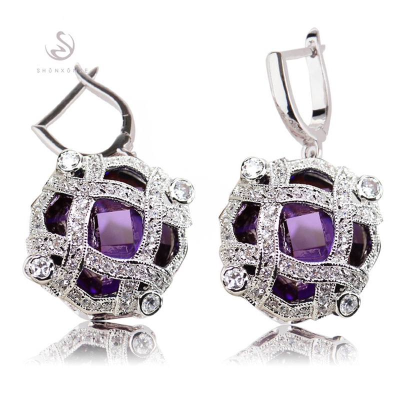 SHUNXUNZE dropshipping Noble Generous christmas Engagement Wedding Earrings For Women Men Shinning Purple Cubic Zirconia Rhodium Plated R515, Silver
SHUNXUNZE dropshipping Noble Generous christmas Engagement Wedding Earrings For Women Men Shinning Purple Cubic Zirconia Rhodium Plated R515, Silver