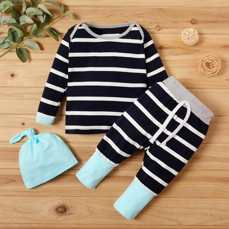 New Autumn Winter 3 Piece Set Cotton Striped Long Sleeve Tops+trousers+solid Hat Casual Soft Home Baby Boy Girl Clothes 0-18M, Yptz20001-bk
New Autumn Winter 3 Piece Set Cotton Striped Long Sleeve Tops+trousers+solid Hat Casual Soft Home Baby Boy Girl Clothes 0-18M, Yptz20001-bk
