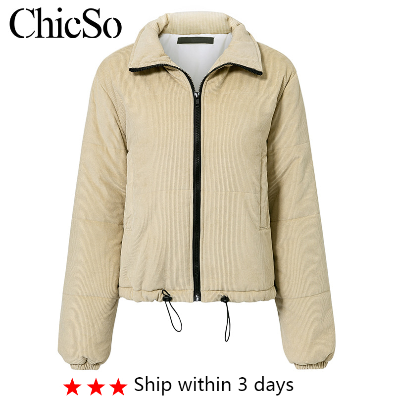 MissyChilli Casual down parka jacket women coat winter Female khaki streetwear short coat Snow wear corduroy warm outerwear 200928