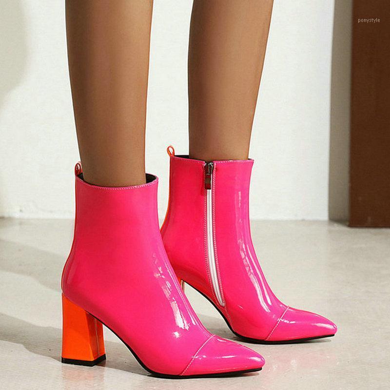 2020 Fashion Patent PU Leather Women Ankle Boots Thick Heel Pointed Toe Ladies Short Boots Candy Colors Female Party1, Black
2020 Fashion Patent PU Leather Women Ankle Boots Thick Heel Pointed Toe Ladies Short Boots Candy Colors Female Party1, Black