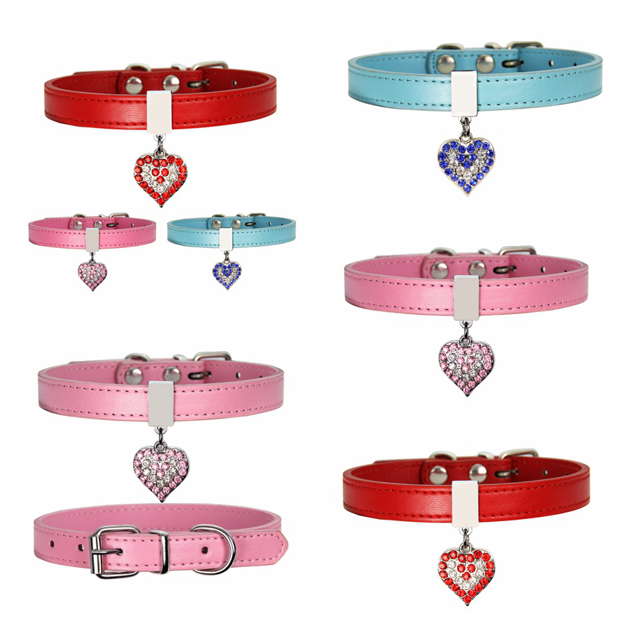 Pet Dog Collar With Diamond Heart Bell Fashion PU Leather Pet Dog Cat Collars Dog Neck Adjustable Strap RRA2711
Pet Dog Collar With Diamond Heart Bell Fashion PU Leather Pet Dog Cat Collars Dog Neck Adjustable Strap RRA2711